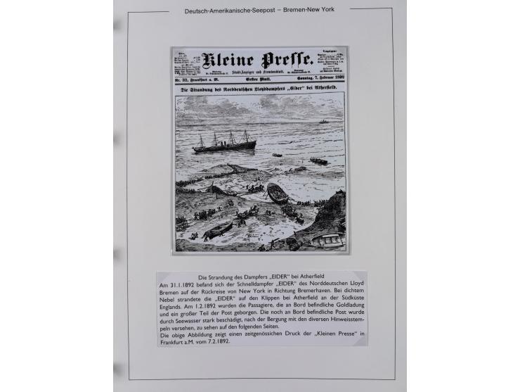 1893/1941, Sammlung “DASP BREMEN-NEW YORK I-X”, Flaggenstempel, &nbsp;“DSP LINIE BREMEN-NEW YORK a-g” und “DASP D. BREMEN” mi