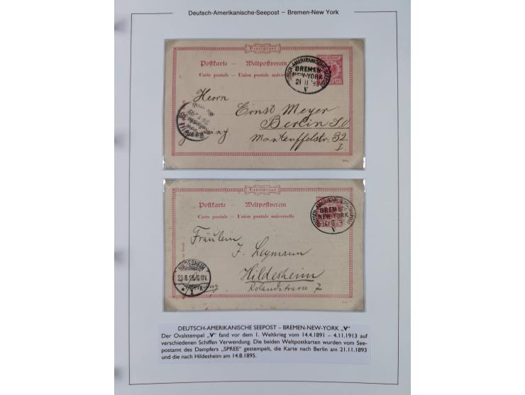 1893/1941, Sammlung “DASP BREMEN-NEW YORK I-X”, Flaggenstempel, &nbsp;“DSP LINIE BREMEN-NEW YORK a-g” und “DASP D. BREMEN” mi