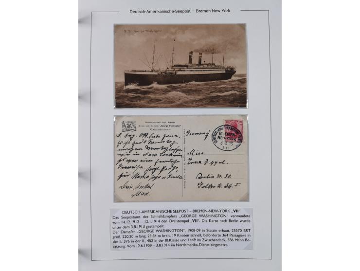 1893/1941, Sammlung “DASP BREMEN-NEW YORK I-X”, Flaggenstempel, &nbsp;“DSP LINIE BREMEN-NEW YORK a-g” und “DASP D. BREMEN” mi