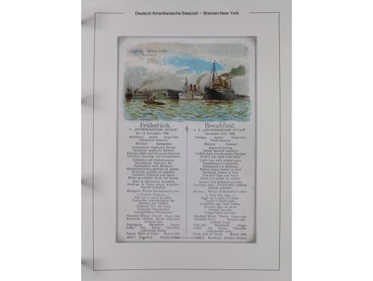 1893/1941, Sammlung “DASP BREMEN-NEW YORK I-X”, Flaggenstempel, &nbsp;“DSP LINIE BREMEN-NEW YORK a-g” und “DASP D. BREMEN” mi
