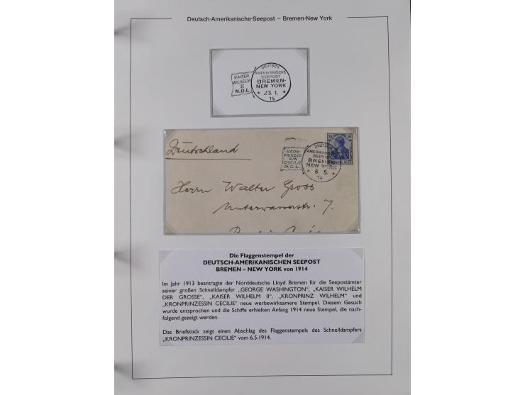 1893/1941, Sammlung “DASP BREMEN-NEW YORK I-X”, Flaggenstempel, &nbsp;“DSP LINIE BREMEN-NEW YORK a-g” und “DASP D. BREMEN” mi