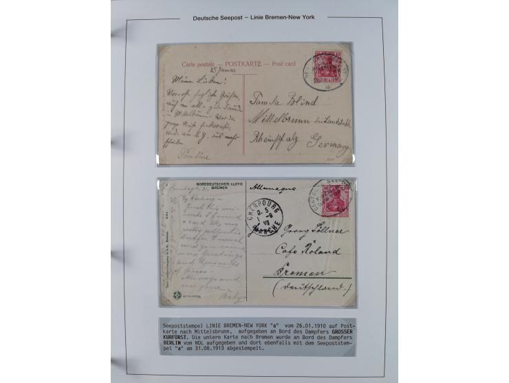 1893/1941, Sammlung “DASP BREMEN-NEW YORK I-X”, Flaggenstempel, &nbsp;“DSP LINIE BREMEN-NEW YORK a-g” und “DASP D. BREMEN” mi