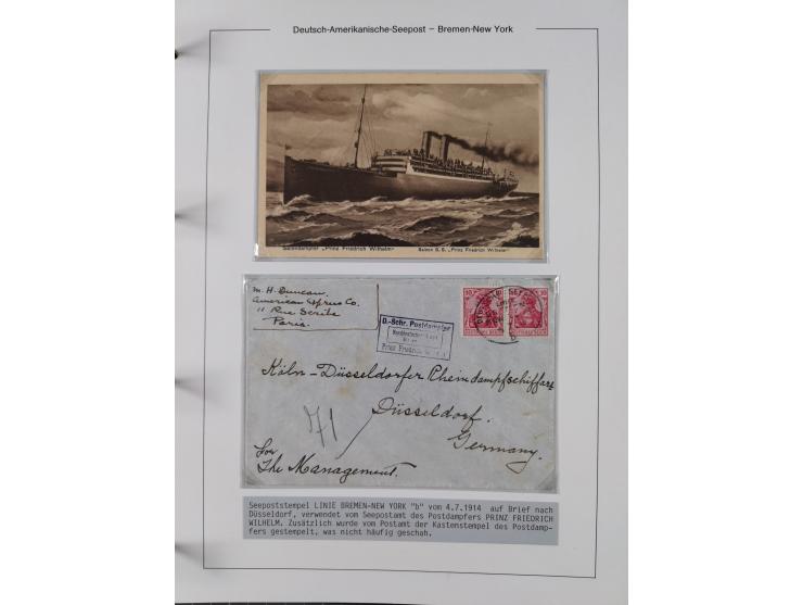 1893/1941, Sammlung “DASP BREMEN-NEW YORK I-X”, Flaggenstempel, &nbsp;“DSP LINIE BREMEN-NEW YORK a-g” und “DASP D. BREMEN” mi