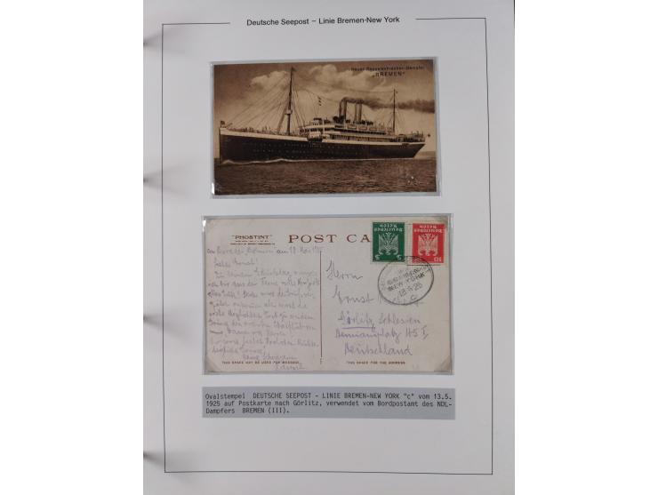 1893/1941, Sammlung “DASP BREMEN-NEW YORK I-X”, Flaggenstempel, &nbsp;“DSP LINIE BREMEN-NEW YORK a-g” und “DASP D. BREMEN” mi