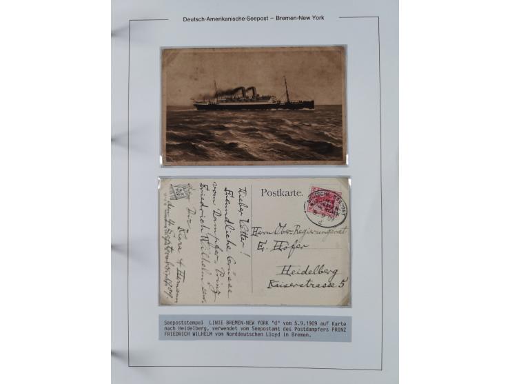 1893/1941, Sammlung “DASP BREMEN-NEW YORK I-X”, Flaggenstempel, &nbsp;“DSP LINIE BREMEN-NEW YORK a-g” und “DASP D. BREMEN” mi