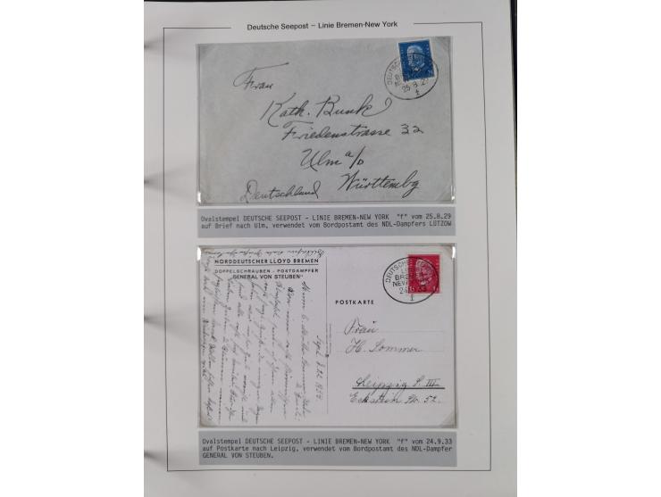 1893/1941, Sammlung “DASP BREMEN-NEW YORK I-X”, Flaggenstempel, &nbsp;“DSP LINIE BREMEN-NEW YORK a-g” und “DASP D. BREMEN” mi
