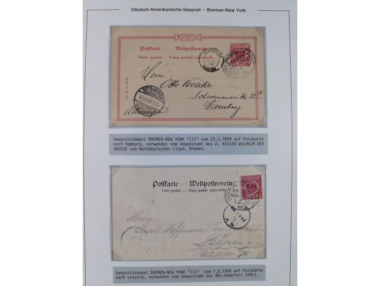 1893/1941, Sammlung “DASP BREMEN-NEW YORK I-X”, Flaggenstempel, &nbsp;“DSP LINIE BREMEN-NEW YORK a-g” und “DASP D. BREMEN” mi