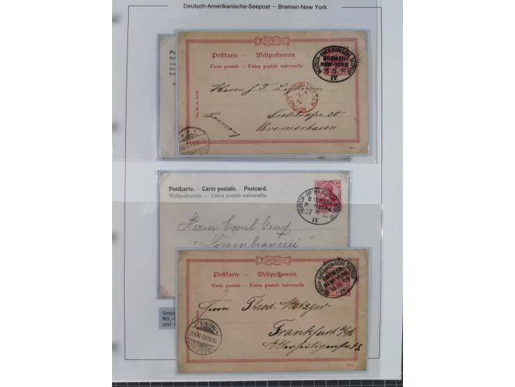 1893/1941, Sammlung “DASP BREMEN-NEW YORK I-X”, Flaggenstempel, &nbsp;“DSP LINIE BREMEN-NEW YORK a-g” und “DASP D. BREMEN” mi