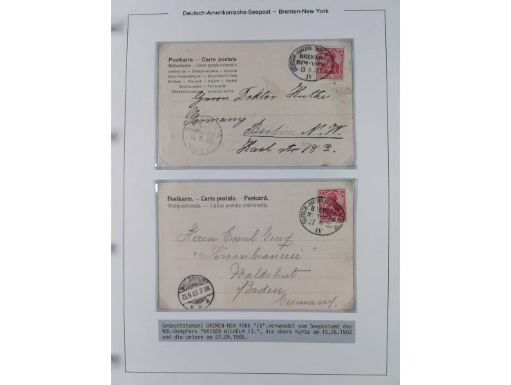 1893/1941, Sammlung “DASP BREMEN-NEW YORK I-X”, Flaggenstempel, &nbsp;“DSP LINIE BREMEN-NEW YORK a-g” und “DASP D. BREMEN” mi