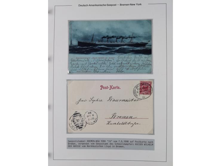 1893/1941, Sammlung “DASP BREMEN-NEW YORK I-X”, Flaggenstempel, &nbsp;“DSP LINIE BREMEN-NEW YORK a-g” und “DASP D. BREMEN” mi