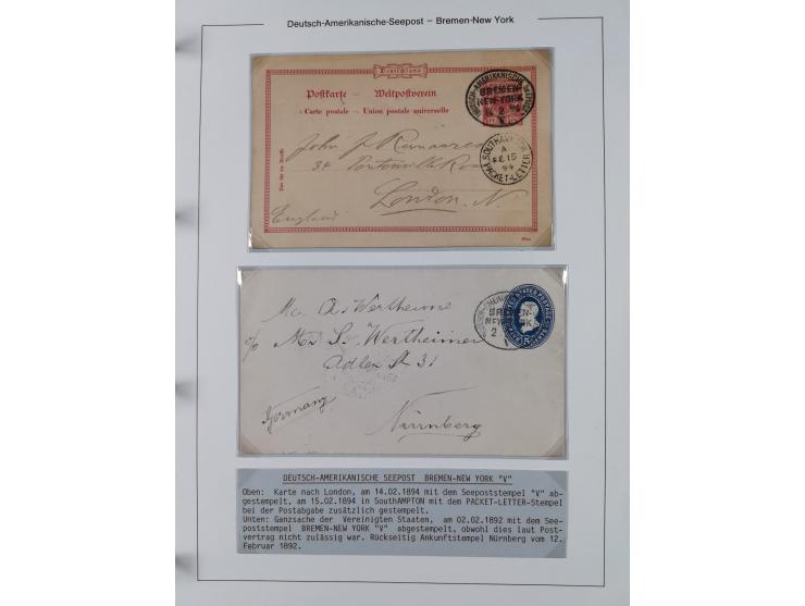 1893/1941, Sammlung “DASP BREMEN-NEW YORK I-X”, Flaggenstempel, &nbsp;“DSP LINIE BREMEN-NEW YORK a-g” und “DASP D. BREMEN” mi