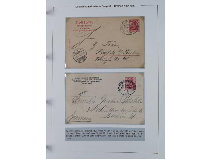 1893/1941, Sammlung “DASP BREMEN-NEW YORK I-X”, Flaggenstempel, &nbsp;“DSP LINIE BREMEN-NEW YORK a-g” und “DASP D. BREMEN” mi