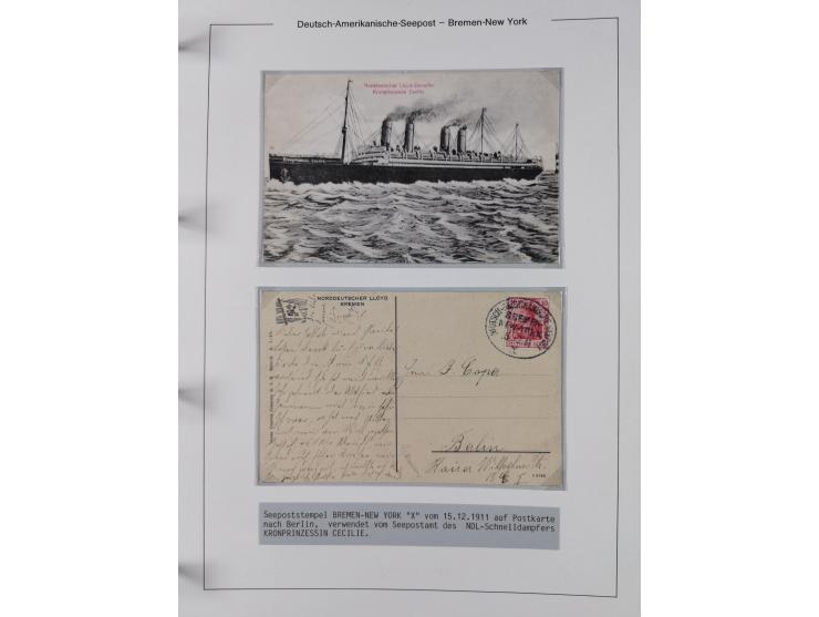 1893/1941, Sammlung “DASP BREMEN-NEW YORK I-X”, Flaggenstempel, &nbsp;“DSP LINIE BREMEN-NEW YORK a-g” und “DASP D. BREMEN” mi