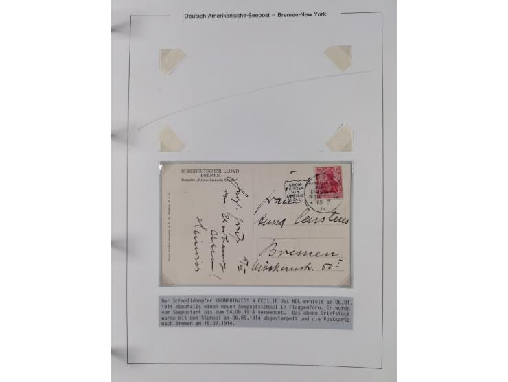 1893/1941, Sammlung “DASP BREMEN-NEW YORK I-X”, Flaggenstempel, &nbsp;“DSP LINIE BREMEN-NEW YORK a-g” und “DASP D. BREMEN” mi