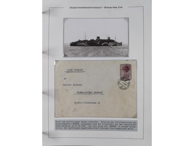 1893/1941, Sammlung “DASP BREMEN-NEW YORK I-X”, Flaggenstempel, &nbsp;“DSP LINIE BREMEN-NEW YORK a-g” und “DASP D. BREMEN” mi