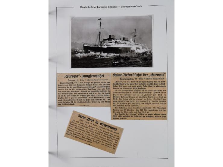 1893/1941, Sammlung “DASP BREMEN-NEW YORK I-X”, Flaggenstempel, &nbsp;“DSP LINIE BREMEN-NEW YORK a-g” und “DASP D. BREMEN” mi