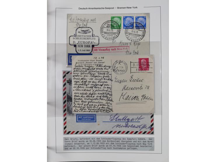 1893/1941, Sammlung “DASP BREMEN-NEW YORK I-X”, Flaggenstempel, &nbsp;“DSP LINIE BREMEN-NEW YORK a-g” und “DASP D. BREMEN” mi