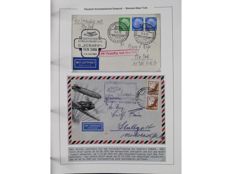 1893/1941, Sammlung “DASP BREMEN-NEW YORK I-X”, Flaggenstempel, &nbsp;“DSP LINIE BREMEN-NEW YORK a-g” und “DASP D. BREMEN” mi