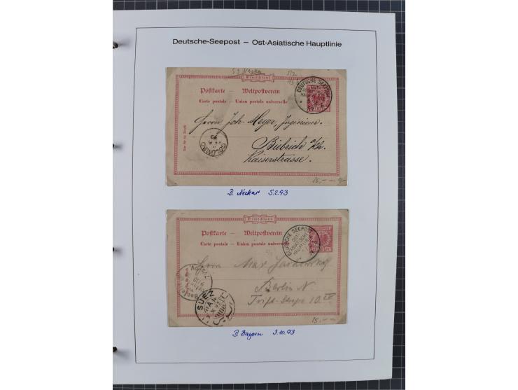 1887/1938, Sammlung “OST-ASIATISCHE HAUPTLINIE” und “OST-ASIATISCHE LINIE” mit ca. 120 Briefen, Karten und GSK, dabei frühe P