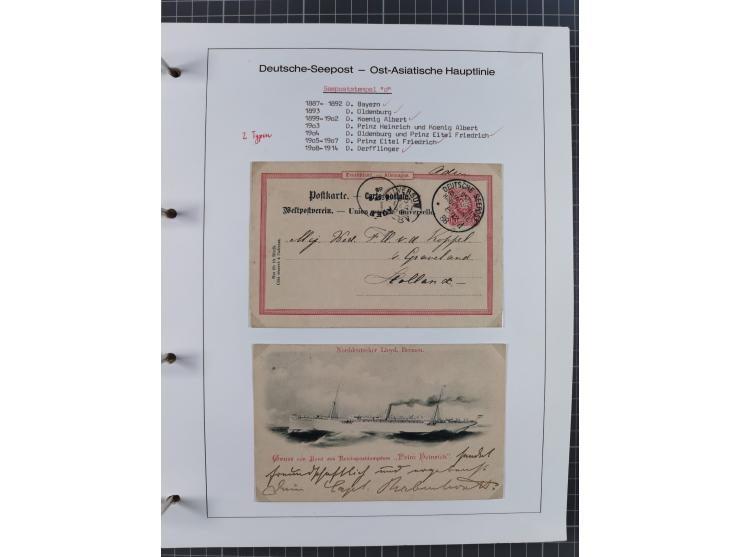 1887/1938, Sammlung “OST-ASIATISCHE HAUPTLINIE” und “OST-ASIATISCHE LINIE” mit ca. 120 Briefen, Karten und GSK, dabei frühe P