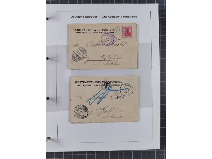 1887/1938, Sammlung “OST-ASIATISCHE HAUPTLINIE” und “OST-ASIATISCHE LINIE” mit ca. 120 Briefen, Karten und GSK, dabei frühe P