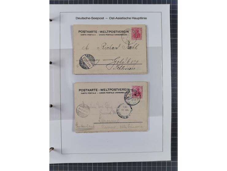 1887/1938, Sammlung “OST-ASIATISCHE HAUPTLINIE” und “OST-ASIATISCHE LINIE” mit ca. 120 Briefen, Karten und GSK, dabei frühe P