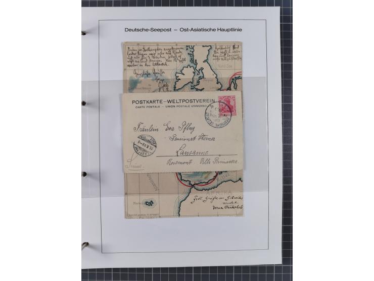 1887/1938, Sammlung “OST-ASIATISCHE HAUPTLINIE” und “OST-ASIATISCHE LINIE” mit ca. 120 Briefen, Karten und GSK, dabei frühe P
