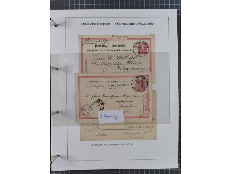 1887/1938, Sammlung “OST-ASIATISCHE HAUPTLINIE” und “OST-ASIATISCHE LINIE” mit ca. 120 Briefen, Karten und GSK, dabei frühe P