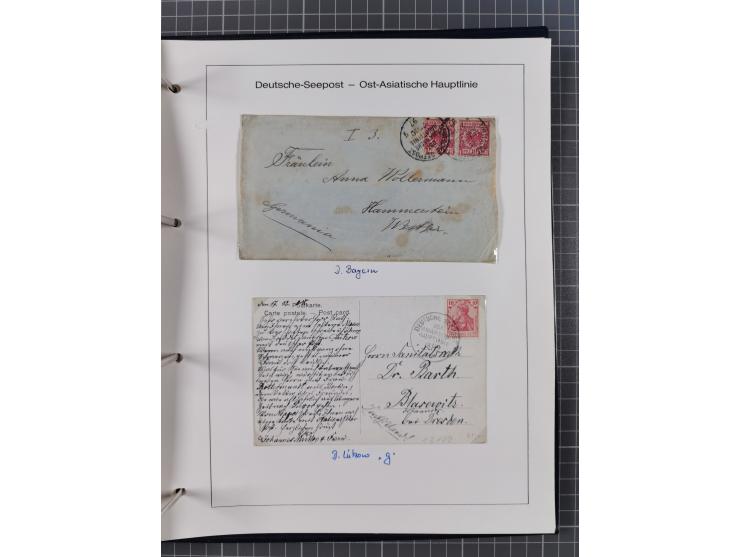 1887/1938, Sammlung “OST-ASIATISCHE HAUPTLINIE” und “OST-ASIATISCHE LINIE” mit ca. 120 Briefen, Karten und GSK, dabei frühe P