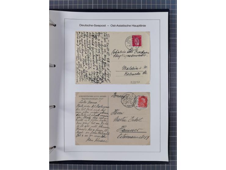 1887/1938, Sammlung “OST-ASIATISCHE HAUPTLINIE” und “OST-ASIATISCHE LINIE” mit ca. 120 Briefen, Karten und GSK, dabei frühe P