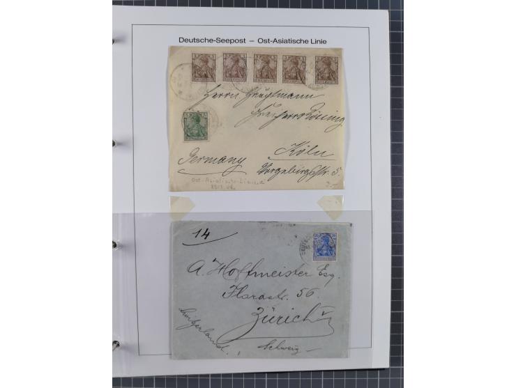1887/1938, Sammlung “OST-ASIATISCHE HAUPTLINIE” und “OST-ASIATISCHE LINIE” mit ca. 120 Briefen, Karten und GSK, dabei frühe P