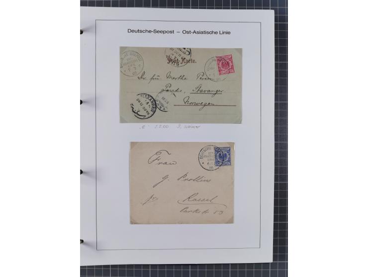 1887/1938, Sammlung “OST-ASIATISCHE HAUPTLINIE” und “OST-ASIATISCHE LINIE” mit ca. 120 Briefen, Karten und GSK, dabei frühe P
