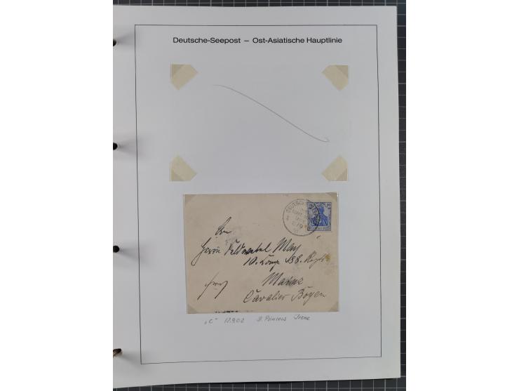 1887/1938, Sammlung “OST-ASIATISCHE HAUPTLINIE” und “OST-ASIATISCHE LINIE” mit ca. 120 Briefen, Karten und GSK, dabei frühe P