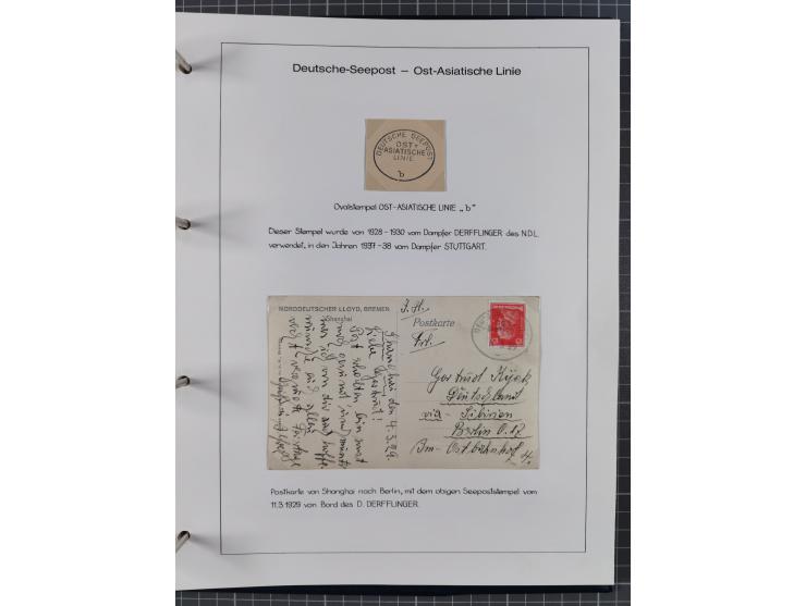 1887/1938, Sammlung “OST-ASIATISCHE HAUPTLINIE” und “OST-ASIATISCHE LINIE” mit ca. 120 Briefen, Karten und GSK, dabei frühe P
