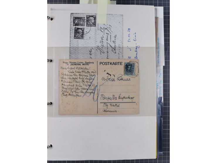 1922/39, kleine Sammlung “DSP LINIE…” (aptiert), “DSP MONTE SARMIENTO”, “DSP GENERAL SAN MARTIN” und “DSP HAMBURG-SÜDAMERIKA 