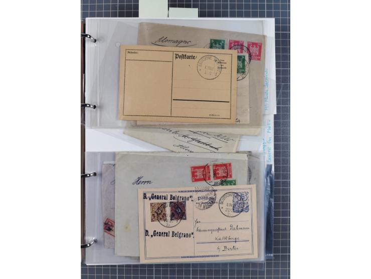 1922/39, kleine Sammlung “DSP LINIE…” (aptiert), “DSP MONTE SARMIENTO”, “DSP GENERAL SAN MARTIN” und “DSP HAMBURG-SÜDAMERIKA 