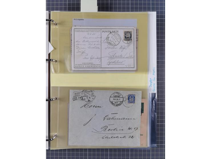 1922/39, kleine Sammlung “DSP LINIE…” (aptiert), “DSP MONTE SARMIENTO”, “DSP GENERAL SAN MARTIN” und “DSP HAMBURG-SÜDAMERIKA 