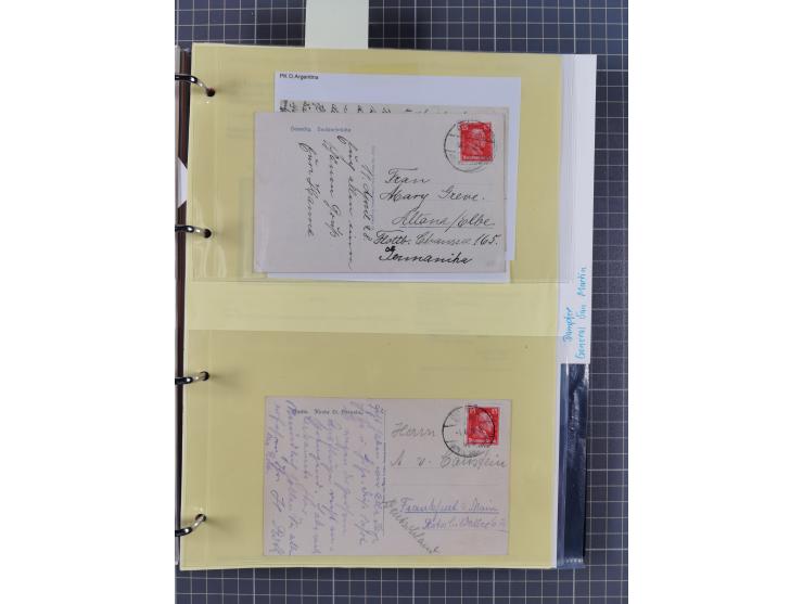 1922/39, kleine Sammlung “DSP LINIE…” (aptiert), “DSP MONTE SARMIENTO”, “DSP GENERAL SAN MARTIN” und “DSP HAMBURG-SÜDAMERIKA 