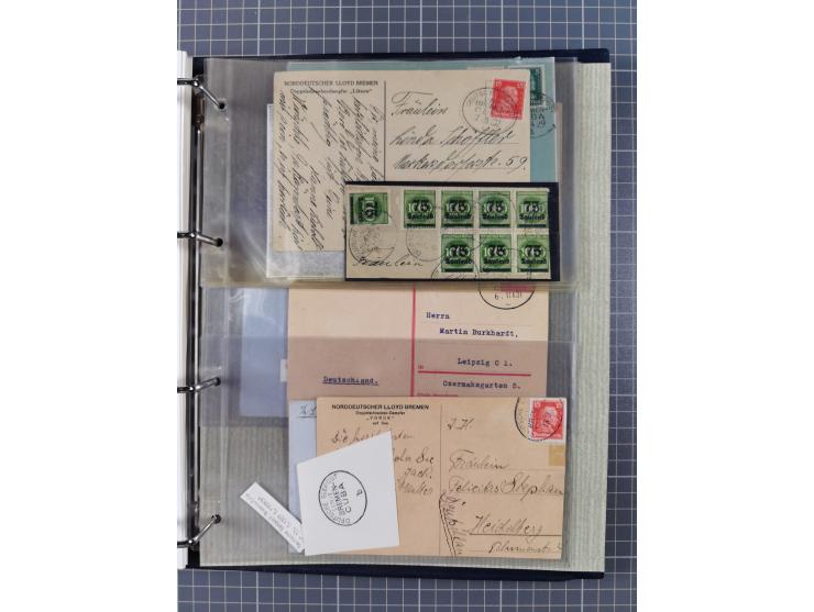 1873/1932, kleine Sammlung “DSP LINIE BREMEN-CUBA” mit 10 Briefen, Karten und Ganzsachen, dabei Bedarfspost. Dazu sieben Brie