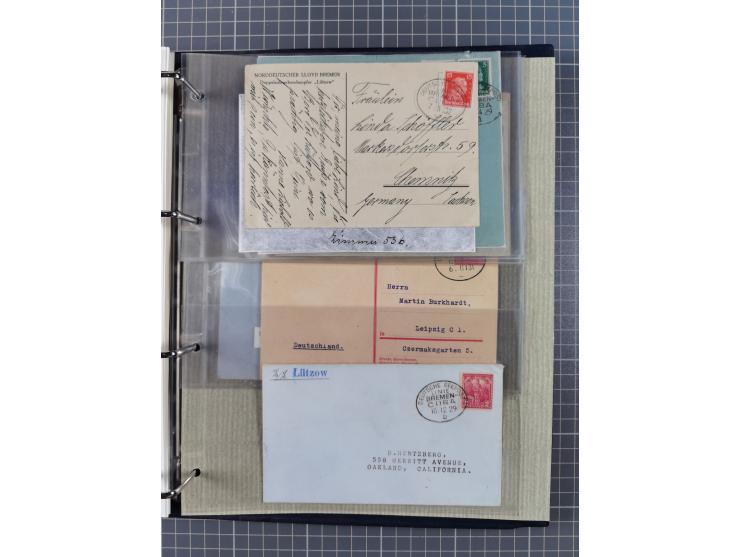 1873/1932, kleine Sammlung “DSP LINIE BREMEN-CUBA” mit 10 Briefen, Karten und Ganzsachen, dabei Bedarfspost. Dazu sieben Brie