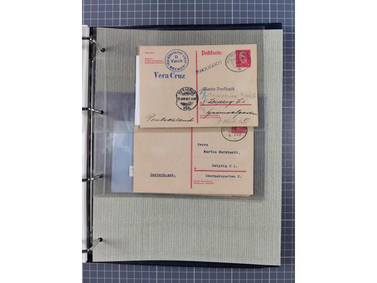 1873/1932, kleine Sammlung “DSP LINIE BREMEN-CUBA” mit 10 Briefen, Karten und Ganzsachen, dabei Bedarfspost. Dazu sieben Brie