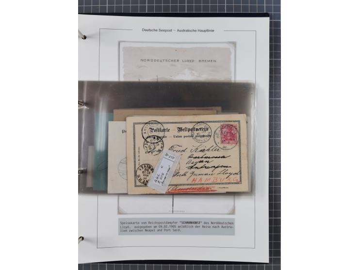 1887/1912, kleine Sammlung “DSP AUSTRALISCHE HAUPTLINIE” mit 35 Briefen, Karten und GSK, dabei frühe Post mit Aufgabe-Vermerk