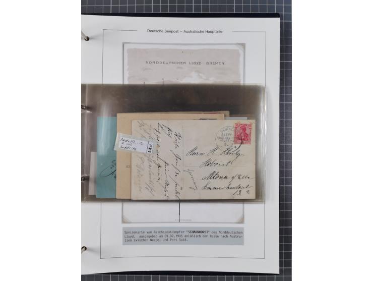 1887/1912, kleine Sammlung “DSP AUSTRALISCHE HAUPTLINIE” mit 35 Briefen, Karten und GSK, dabei frühe Post mit Aufgabe-Vermerk
