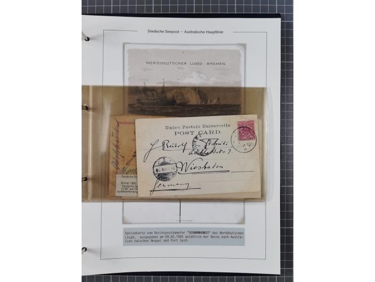 1887/1912, kleine Sammlung “DSP AUSTRALISCHE HAUPTLINIE” mit 35 Briefen, Karten und GSK, dabei frühe Post mit Aufgabe-Vermerk