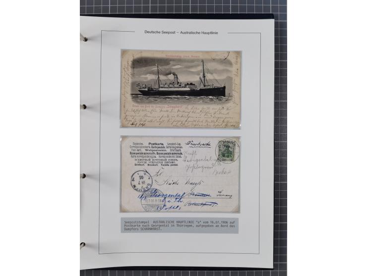 1887/1912, kleine Sammlung “DSP AUSTRALISCHE HAUPTLINIE” mit 35 Briefen, Karten und GSK, dabei frühe Post mit Aufgabe-Vermerk