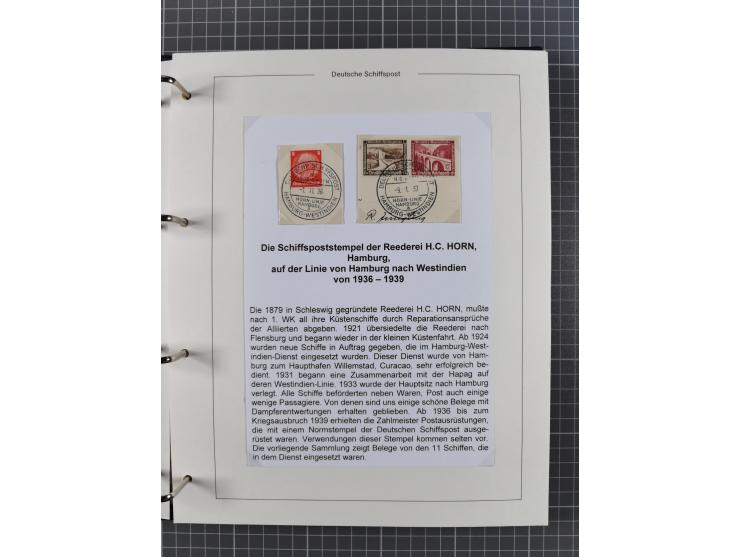 1933/39. interessante Sammlung “Die Schiffspoststempel der Reederei H.C. Horn” mit 21 Briefen, Karten und Ganzsachen, dabei u