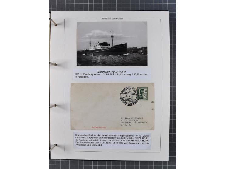 1933/39. interessante Sammlung “Die Schiffspoststempel der Reederei H.C. Horn” mit 21 Briefen, Karten und Ganzsachen, dabei u