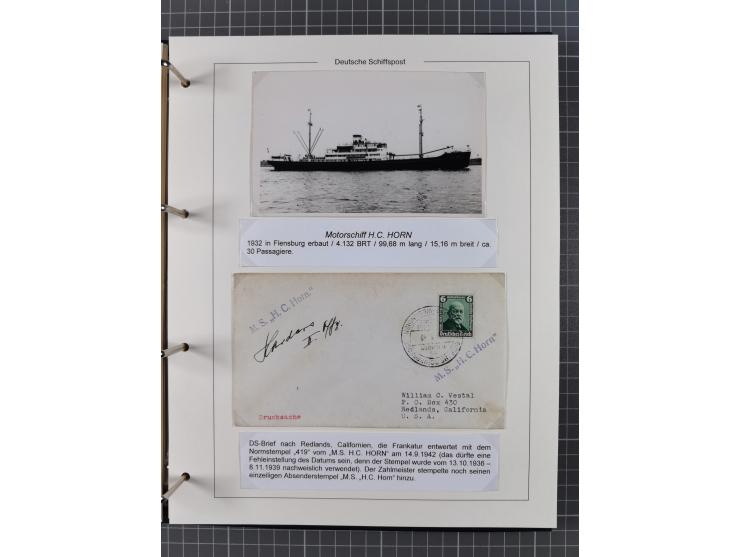 1933/39. interessante Sammlung “Die Schiffspoststempel der Reederei H.C. Horn” mit 21 Briefen, Karten und Ganzsachen, dabei u