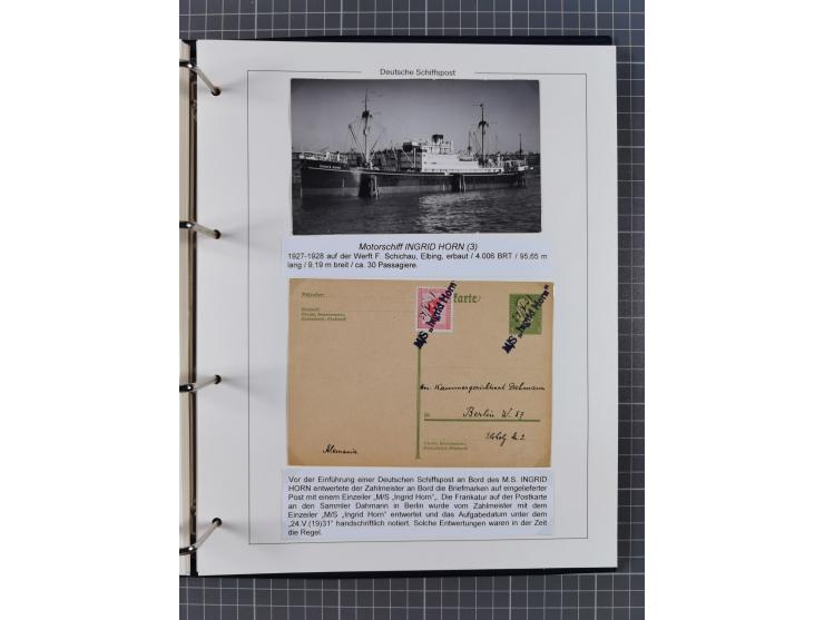 1933/39. interessante Sammlung “Die Schiffspoststempel der Reederei H.C. Horn” mit 21 Briefen, Karten und Ganzsachen, dabei u