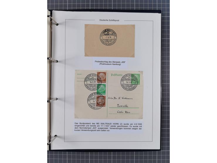1933/39. interessante Sammlung “Die Schiffspoststempel der Reederei H.C. Horn” mit 21 Briefen, Karten und Ganzsachen, dabei u